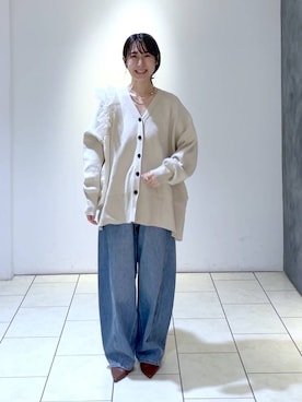 「A part by（アパートバイ）のチュールハンドルトート（ショルダーバッグ）」を使った、なかみさん（レディース・154cm）の秋コーディネート