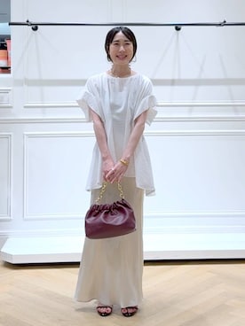 「A part by（アパートバイ）のネックカフ（ネックレス）」を使った、なかみさん（レディース・154cm）の夏コーディネート