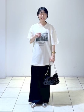 「A part by（アパートバイ）のアイテム（イヤリング）」を使った、なかみさん（レディース・154cm）の夏コーディネート