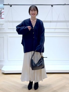 「アイテム（バレッタ/ヘアクリップ）」を使った、なかみさん（レディース・154cm）の秋コーディネート