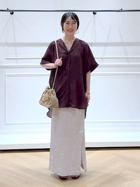 「A part by（アパートバイ）のネックカフ（ネックレス）」を使った、なかみさん（レディース・154cm）の夏コーディネート
