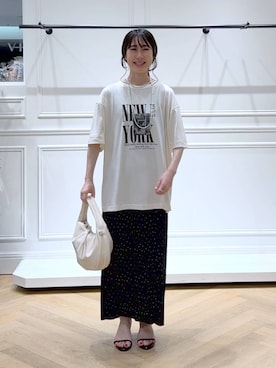 「アイテム（バレッタ/ヘアクリップ）」を使った、なかみさん（レディース・154cm）の夏コーディネート
