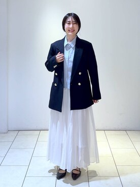 「A part by（アパートバイ）のショートオックスシャツ≪追加2≫（シャツ/ブラウス）」を使った、なかみさん（レディース・154cm）の春コーディネート