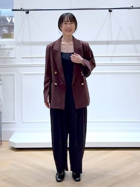 「アイテム（バレッタ/ヘアクリップ、ゴールド系）」を使った、なかみさん（レディース・154cm）の秋コーディネート