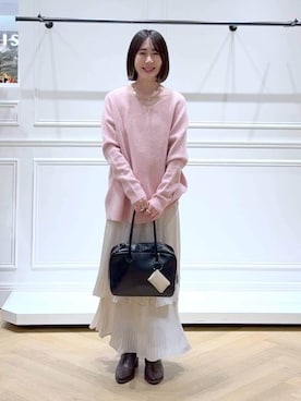 「アイテム（ポーチ）」を使った、なかみさん（レディース・154cm）の冬コーディネート