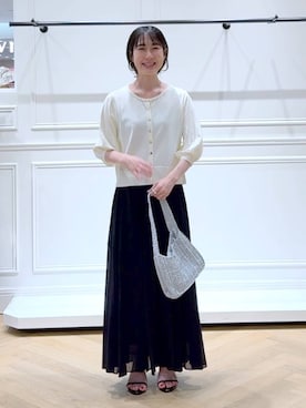 「アイテム（バレッタ/ヘアクリップ）」を使った、なかみさん（レディース・154cm）の秋コーディネート