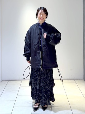 「A part by（アパートバイ）のショートオックスシャツ≪追加2≫（シャツ/ブラウス）」を使った、なかみさん（レディース・154cm）の冬コーディネート