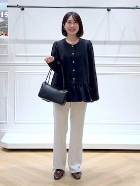 「アイテム（パンツドレス）」を使った、なかみさん（レディース・154cm）の冬コーディネート