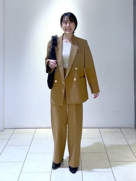 「A part by（アパートバイ）のチュールハンドルトート（ショルダーバッグ）」を使った、なかみさん（レディース・154cm）の秋コーディネート