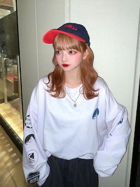 「袖プリント」｜DEVICEさん（レディース・165cm）の春コーディネート