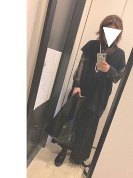 「シースルー」｜「アイテム（その他シューズ）」を使った、myu-◎さん（レディース・157cm）の秋コーディネート
