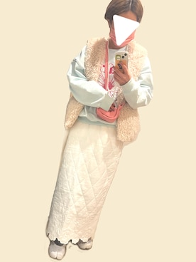 「キルトスカート」｜「アイテム（スウェット）」を使った、myu-◎さん（レディース・157cm）の秋コーディネート