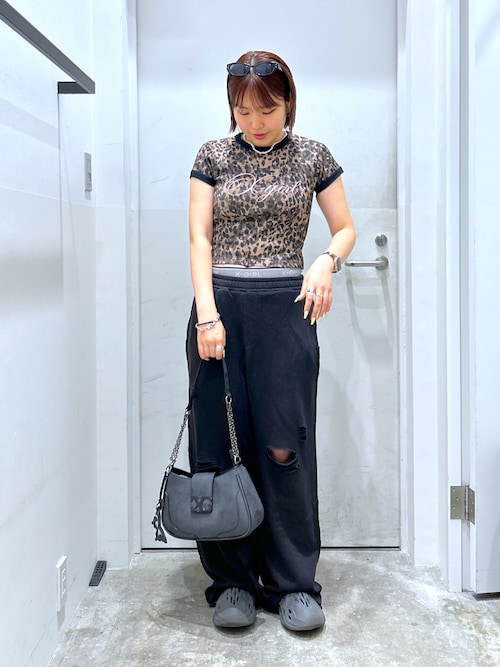 LEOPARD S/S RINGER BABY TEE（Tシャツ/カットソー）｜X-girl