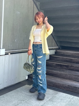 「X-girl（エックスガール）のアイテム」を使った、a i n aさん（レディース・164cm）の春コーディネート