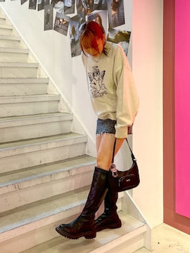 「X-girl（エックスガール）のアイテム」を使った、a i n aさん（レディース・164cm）の夏コーディネート