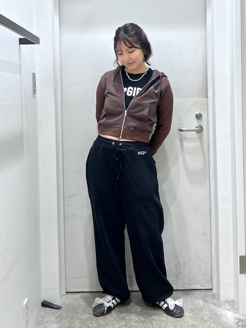 SWEAT AND KNIT ZIP UP HOODIE（パーカー）｜X-girl（エックスガール