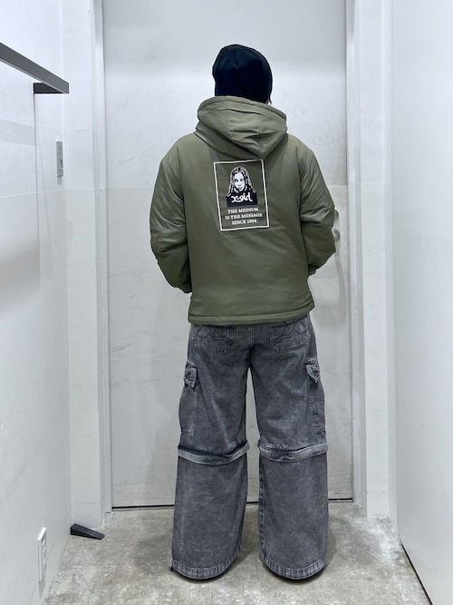 X-girl　リバーシブルジャケット　М　OLIVE　エックスガール　オリーブ X-girl ( エックスガール ) - FACE PATCH REVERSIBLE JACKET