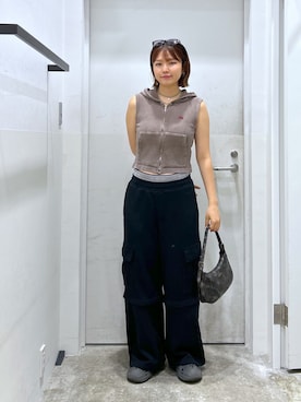 「アイテム（スウェットパンツ）」を使った、a i n aさん（レディース・164cm）の夏コーディネート
