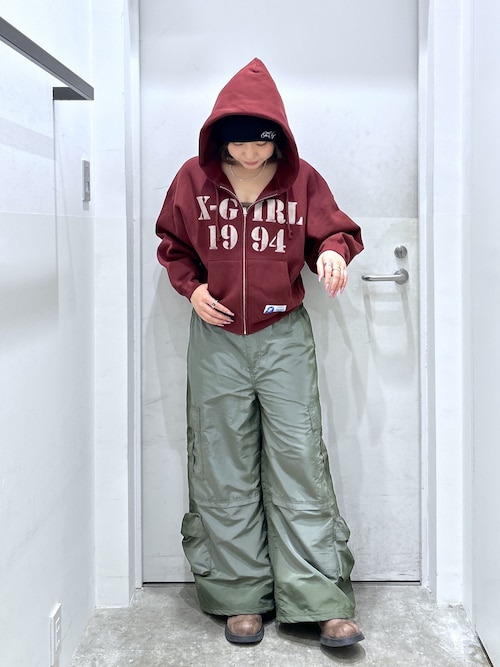 X-girl x Champion REVERSE WEAVE R STENCIL LOGO ZIP UP HOODIE