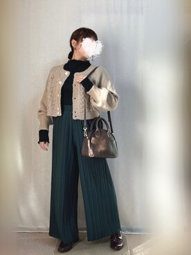 「アイテム（ドレスシューズ、パープル系）」を使った、erinaさん（レディース・153cm）の秋コーディネート