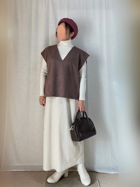 「ボストンバッグ」｜erinaさん（レディース・153cm）の冬コーディネート