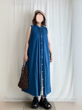 「アイテム（ハンチング/ベレー帽）」を使った、erinaさん（レディース・153cm）の夏コーディネート