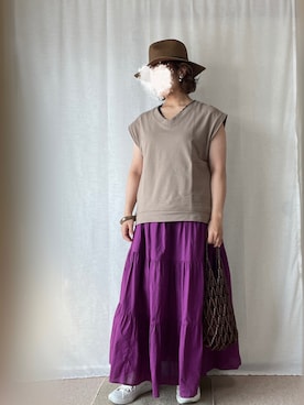 「ERIMAKEEのアイテム」を使った、erinaさん（レディース・153cm）の夏コーディネート