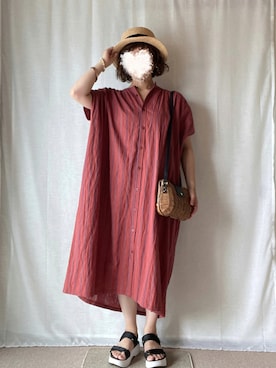 「COOLなこのコが仲間入り」｜「アイテム（シャツワンピース）」を使った、erinaさん（レディース・153cm）の夏コーディネート