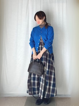 「アイテム（ドレスシューズ、パープル系）」を使った、erinaさん（レディース・153cm）の秋コーディネート