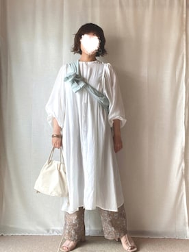 「シアーサンダル」｜「アイテム（シャツワンピース）」を使った、erinaさん（レディース・153cm）の夏コーディネート