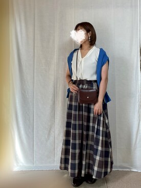 「アイテム（ドレスシューズ、パープル系）」を使った、erinaさん（レディース・153cm）の秋コーディネート