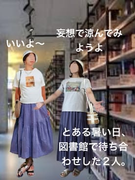 「アイテム（イヤリング、パープル系）」を使った、erinaさん（レディース・153cm）の夏コーディネート