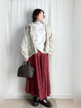 「アイテム（マウンテンパーカー）」を使った、erinaさん（レディース・153cm）の秋コーディネート