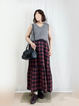 「アイテム（イヤリング）」を使った、erinaさん（レディース・153cm）の秋コーディネート