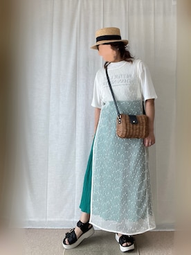 「みんなの白Tフェス」｜「アイテム（ワンピース/ドレス）」を使った、erinaさん（レディース・153cm）の夏コーディネート
