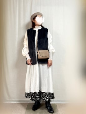 「ファーベスト」｜「アイテム（シャツワンピース）」を使った、erinaさん（レディース・153cm）の秋コーディネート