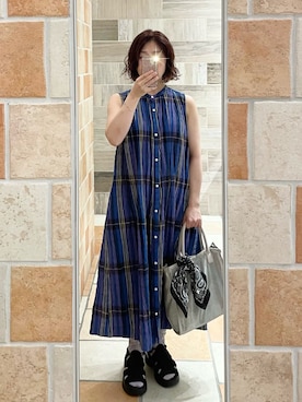 「grove（グローブ）のメッシュコンビスクエアトート（トートバッグ）」を使った、erinaさん（レディース・153cm）の夏コーディネート