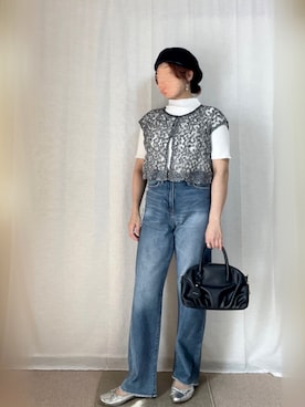 「しまむら（シマムラ）のアイテム（ハンチング/ベレー帽）」を使った、erinaさん（レディース・153cm）の秋コーディネート