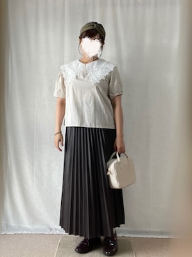 「アイテム（ドレスシューズ、パープル系）」を使った、erinaさん（レディース・153cm）の秋コーディネート