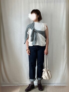 「アイテム（ドレスシューズ、パープル系）」を使った、erinaさん（レディース・153cm）の秋コーディネート