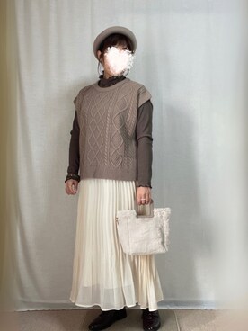 「アイテム（ドレスシューズ、パープル系）」を使った、erinaさん（レディース・153cm）の秋コーディネート