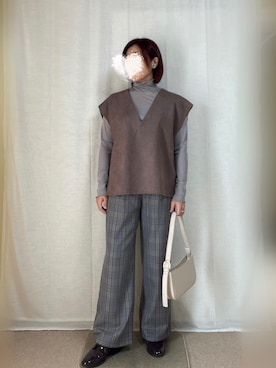 「アイテム（ドレスシューズ、パープル系）」を使った、erinaさん（レディース・153cm）の秋コーディネート