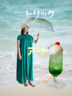 「アイテム（ワンピース/ドレス）」を使った、erinaさん（レディース・153cm）の夏コーディネート