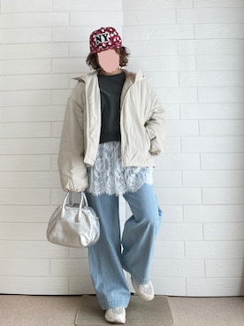 「アイテム（イヤリング）」を使った、erinaさん（レディース・153cm）の春コーディネート