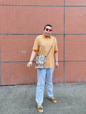 「アイテム（ポロシャツ）」を使った、Panda Ngさん（メンズ・180cm）の秋コーディネート