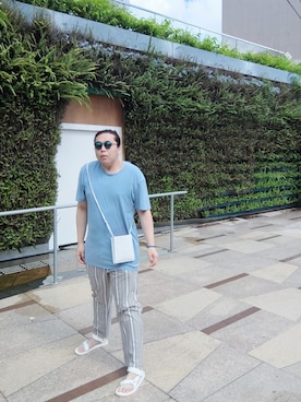 「RAGEBLUE（レイジブルー）のアイテム（チノパンツ）」を使った、Panda Ngさん（メンズ・180cm）の夏コーディネート