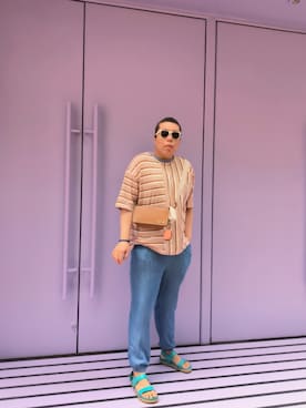 「JACQUEMUS（ジャックムス）のアイテム（バッグ）」を使った、Panda Ngさん（メンズ・180cm）の夏コーディネート