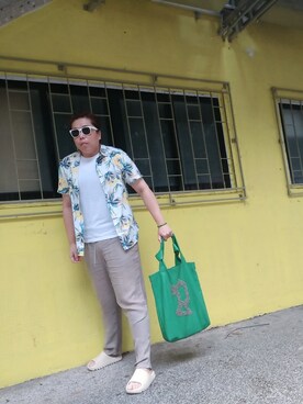 「GALLIANO（ガリアーノ）のアイテム」を使った、Panda Ngさん（メンズ・180cm）の夏コーディネート