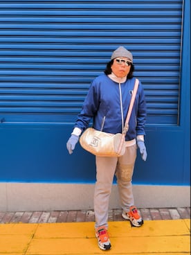 「no brand（ノーブランド）のアイテム（帽子）」を使った、Panda Ngさん（メンズ・180cm）の春コーディネート