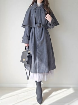 「JUNOAH（ジュノア）のアイテム（ステンカラーコート）」を使った、❁︎ yuiko ❁︎さん（レディース・160cm）の秋コーディネート